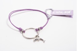 bracciale donna argento maglia corda viola pendente delfino