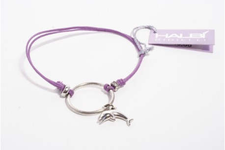 bracciale donna argento maglia corda viola pendente delfino